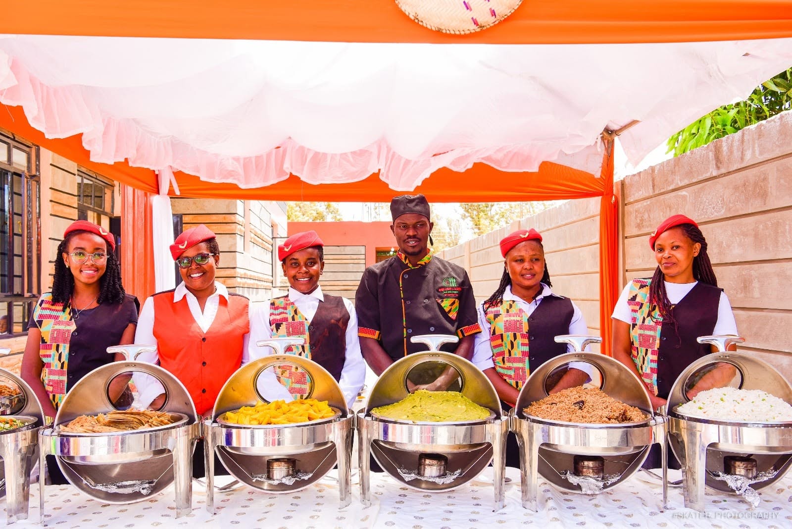 Nanny catering team serving a buffet