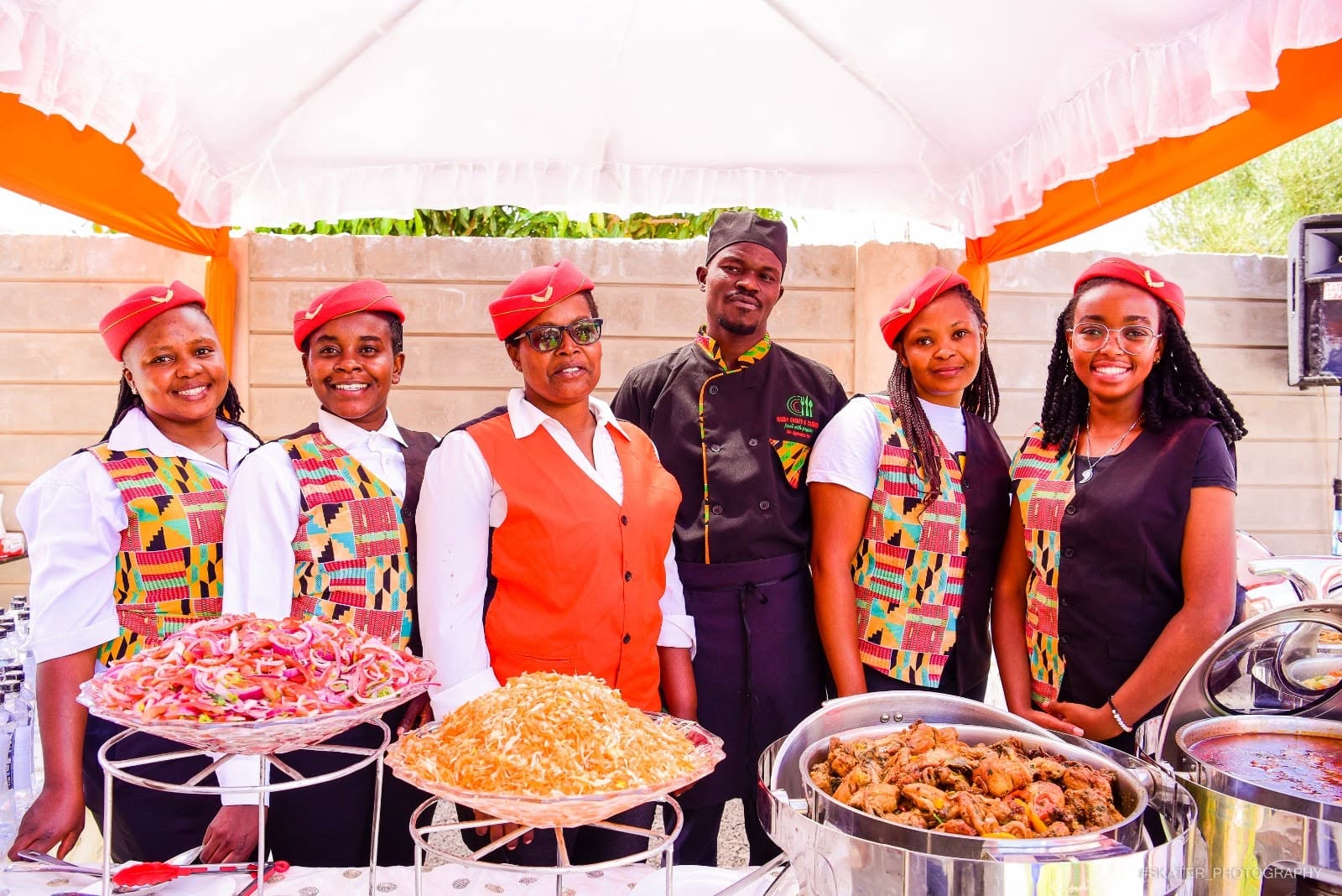 Catering team and buffet service