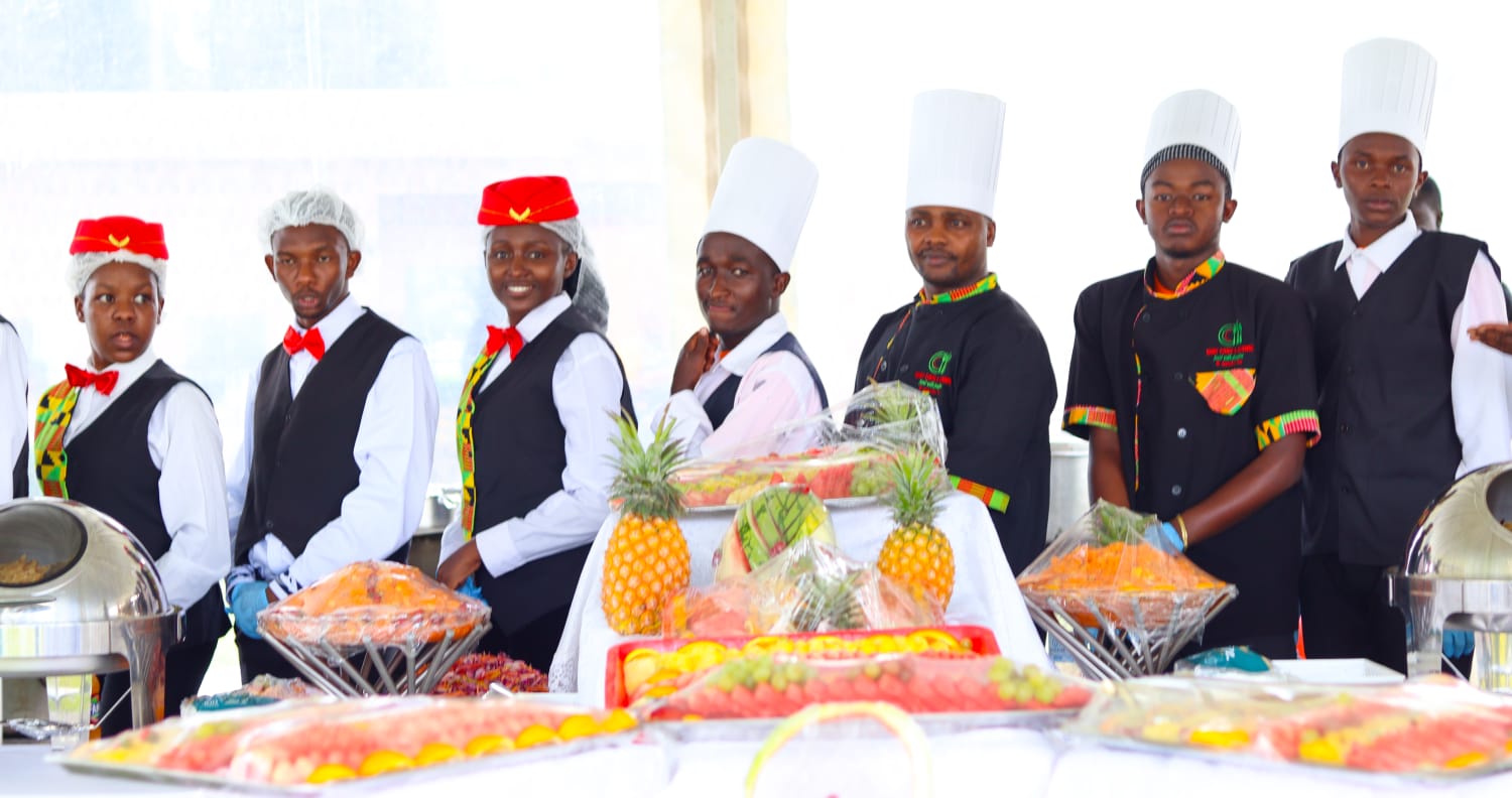 Our catering and hospitality team behind the buffet