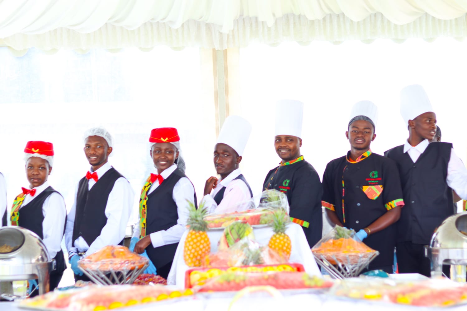 The catering team ready to welcome guests