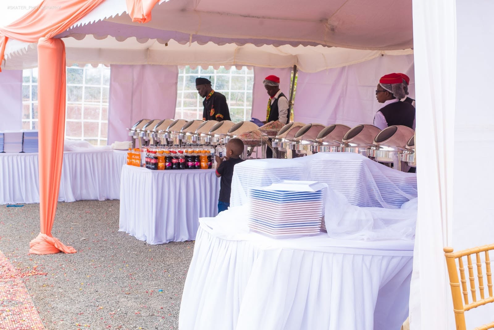 Outdoor event catering setup